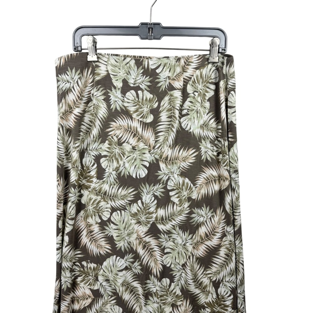 J. Jill Maxi Skirt Medium TALL Womens Brown Tropical Leaf Print Pull On Stretch - Picture 7 of 10